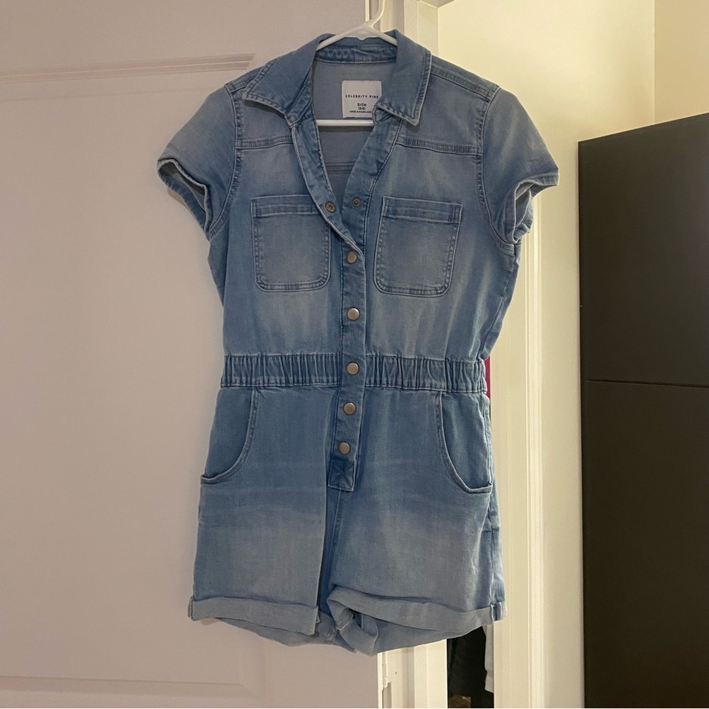 Celebrity Pink Light Blue Denim Romper